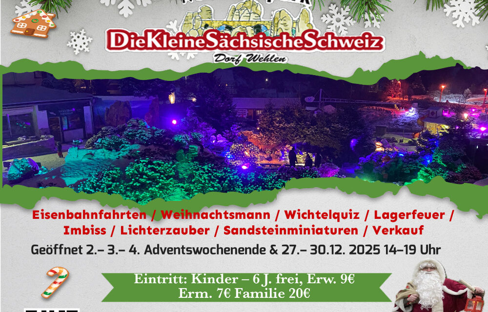 Einladung zum Weihnachtszauber in den Miniaturpark „Kleine Sächsische Schweiz“
