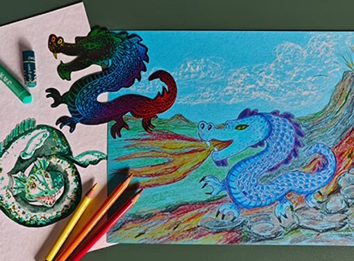 Ferienkindermalkurs Fantasy im Atelier im Februar